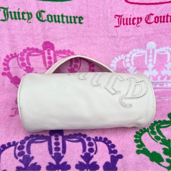 Vintage White Juicy Couture Purse Barrel Bag Handbag Satchel Y2K - Picture 2 of 13